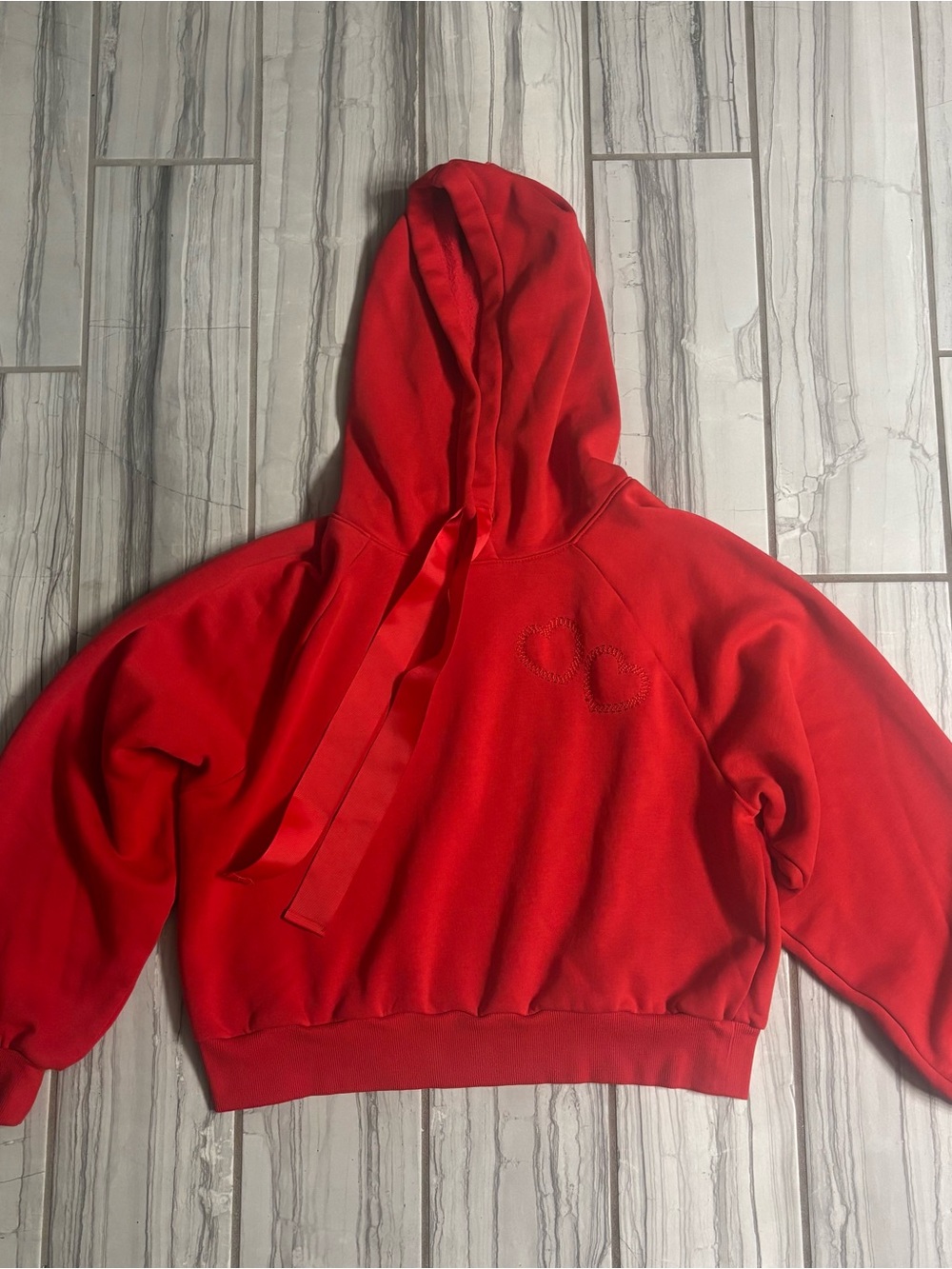 LOFT Bright Red Fleece Hoodie
